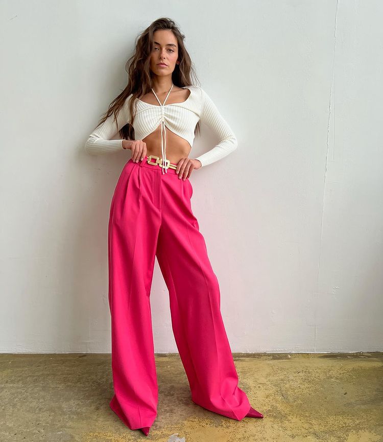 ElveswalleT Outfits   Trends New Spring Summer Women's Casual Straight Classic Green Black Rose Red High Waist Pants Korean Wide Leg Trousers for Women