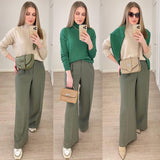 ElveswalleT Outfits   Trends New Spring Summer Women's Casual Straight Classic Green Black Rose Red High Waist Pants Korean Wide Leg Trousers for Women