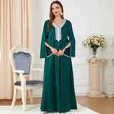 Morocco Party Dress Muslim Women Abaya Prayer Caftan V Neck Diamond Maxi Dresses Robe India Abayas Dubai Longue Vestidos Largos