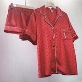 2 Pieces Set Summer Pajamas for Women V Long Satin Silk Sleepwear Ladies Luxury Pyjamas Home Wear Pjs Loungewear