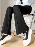Korean Fashion Office Lady Suit Pants for Women Spring Skinny Flare Pants Black High Waist Wide Leg Trousers Female S-XL