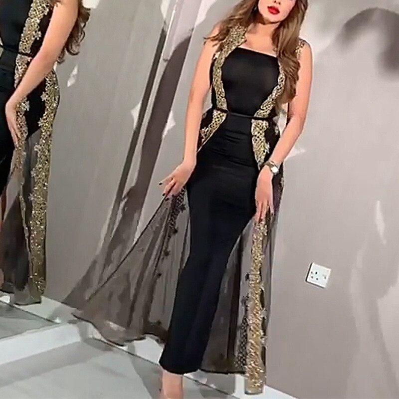 ElveswalleT Summer Outfits   Two Piece Set Sexy Night Club Strapless Dress Women Slim Fit Sheath Perspective Mesh Split Shawl Bodycon Party Prom Vestidos