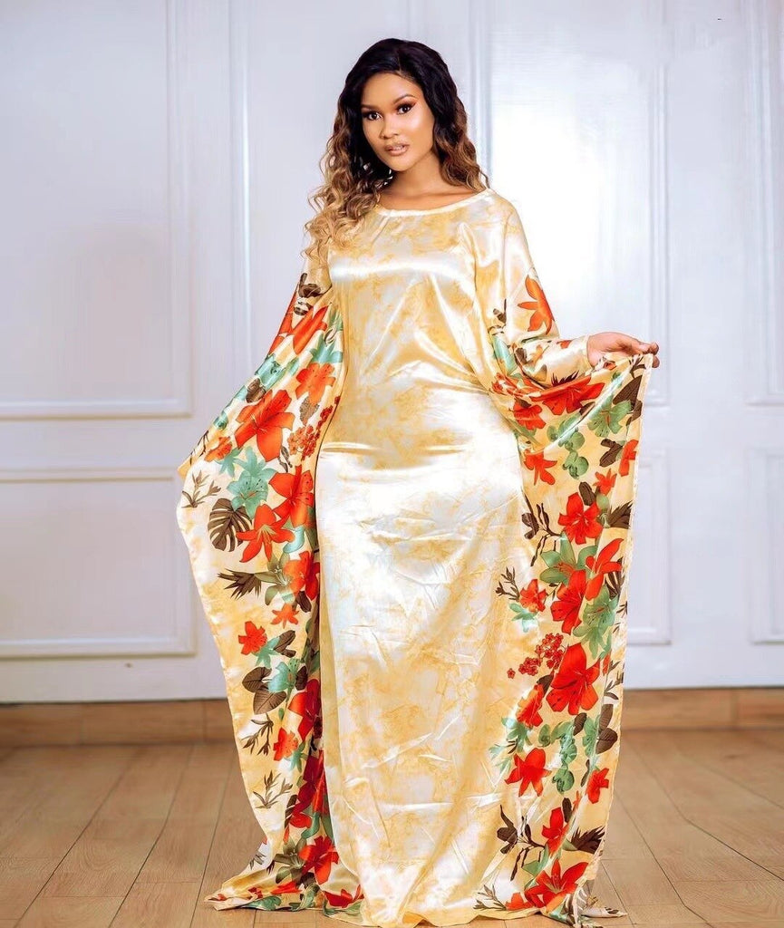 ElveswalleT African Printing Dress Summer African Women Long Sleeve O-neck Plus Size Long Dress African Dresses for Women African Robes