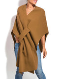 Women Coats Autumn Winter Loungewear Three Quarter Batwing Sleeve Fashion Shawls V-Neck Pullover Streetwear Cloak