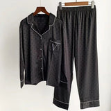 2 Pieces Set Summer Pajamas for Women V Long Satin Silk Sleepwear Ladies Luxury Pyjamas Home Wear Pjs Loungewear