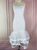 Women White Party Tube Tops Dress Wedding Off Shoulder Sexy Patchwork with Mesh Clubwear Dinner Evening Slim Bodycon Tunic Robes