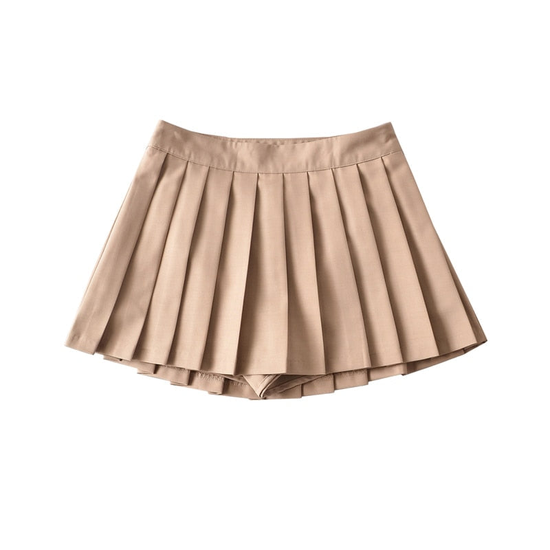 ElveswalleT Summer High Waist Skirts Womens Sexy Mini Skirts Vintage Pleated Skirt Korean Tennis Skirts Short White Black