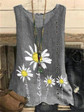Elveswallet Women's Sleeveless Loose Daisy Print Vest