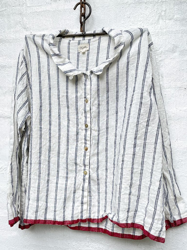 ElveswalletWomen's Striped Pattern Shirt Collar Casual Shirt