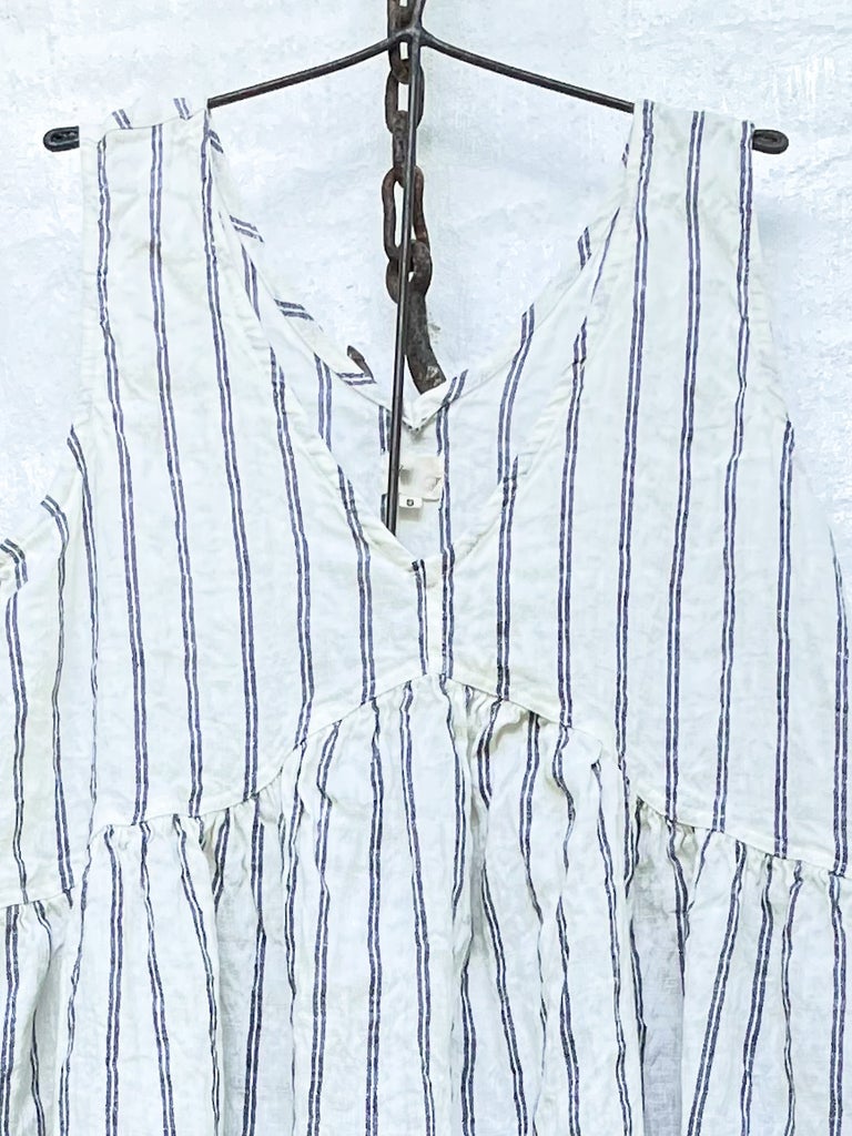 V Neck Sleeveless Stripe Stitching Dress