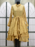 ElveswalletCotton Linen Vintage Irregular Hem Lace Up Dress