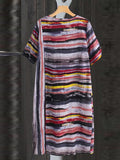 Loose Stripe Short Sleeve Shirt Dress