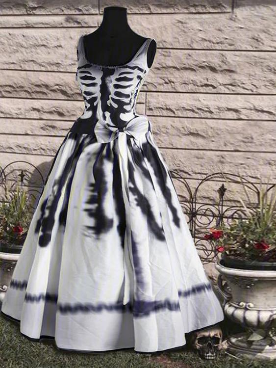 Elveswallet Round Neck Casual Sleeveless Halloween Dress