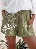 Casual Dandelion Print Elasticated High-Waist Shorts