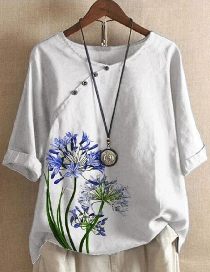Retro Embroidered Short-Sleeved T-Shirt