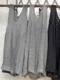 Elveswallet Solid Color Sleeveless Long Type Linen Top Vest