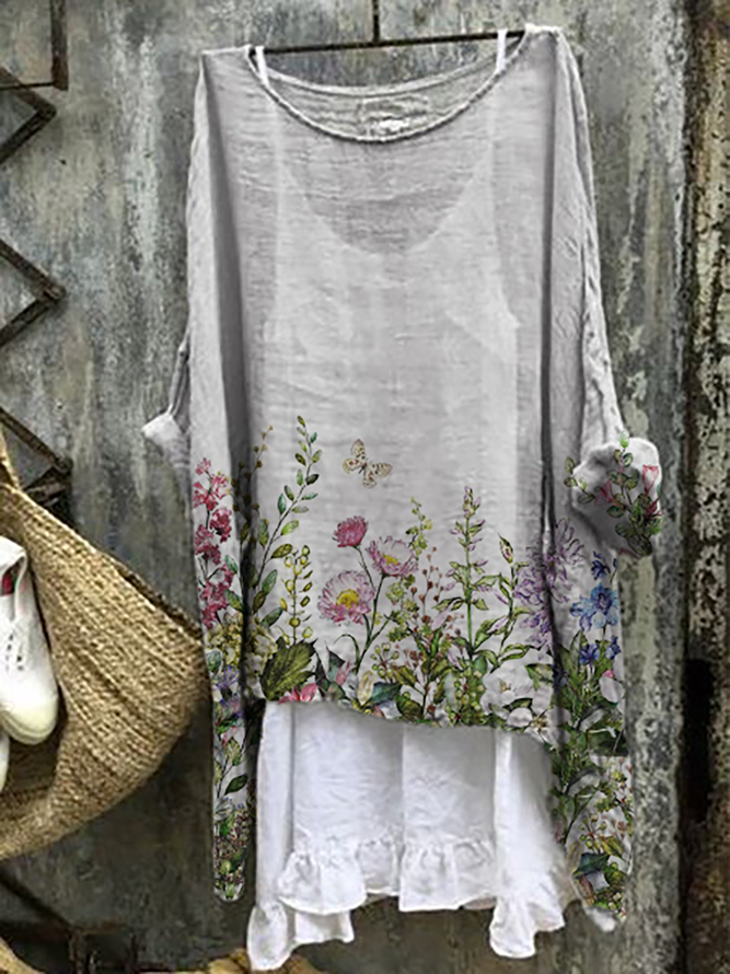 Womens Floral Long Sleeve Tops