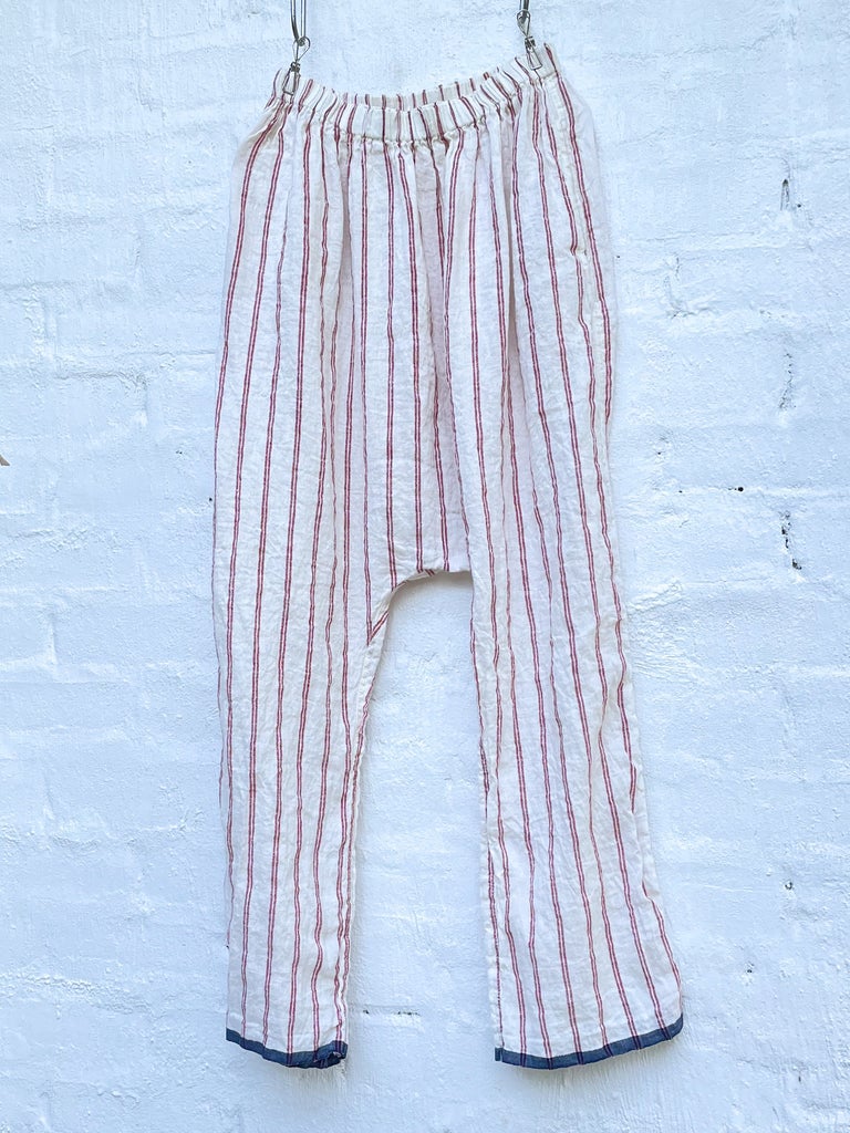 ElveswalletCasual Stripe Drop Crotch Linen Pants