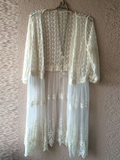 Elveswallet Cotton Linen Lace Floral Stitching Women Cardigan Top